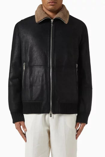 Bomber Jacket  in Nubuck-effect Shearling