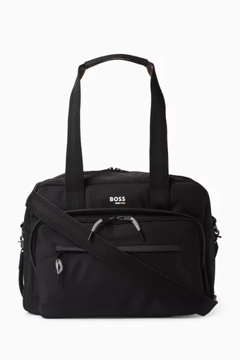 BU CHANGING BAG W TRICOLOR BRANDED PRINT ON FRONT. CHANGING MAT + 2 STROLLER STRAPS + REMOVABLE STRAP:BLK:One Size|218558355