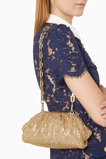 Crystal-embellished Chainmail Clutch Bag