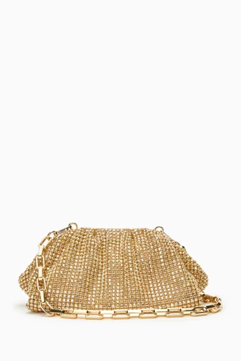 Crystal-embellished Chainmail Clutch Bag