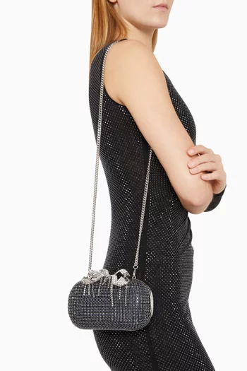 Crystal-embellished Chainmail Clutch Bag