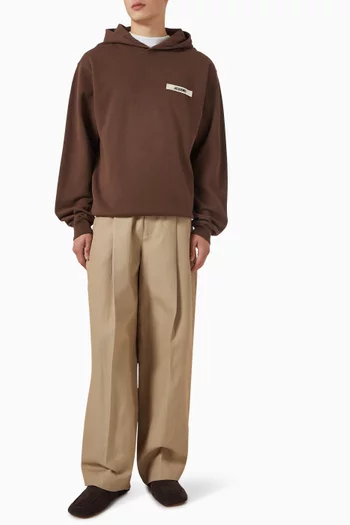 كنزة بغطاء رأس برقعة مضلعة قطن