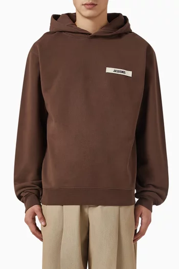 كنزة بغطاء رأس برقعة مضلعة قطن