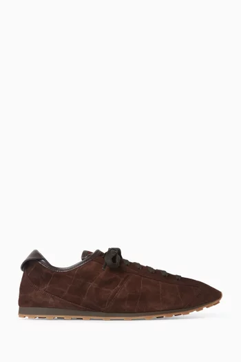 Le Tennis Sneakers in Croc-embossed Suede