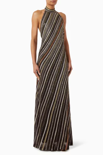 Sequin-embellished Knit Dress