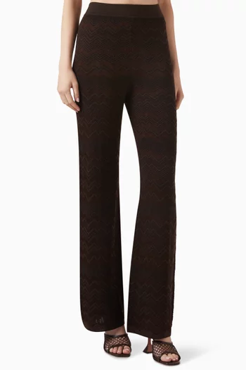 بنطال بنقشة خطوط شيفرون متعرجة مزيج صوف