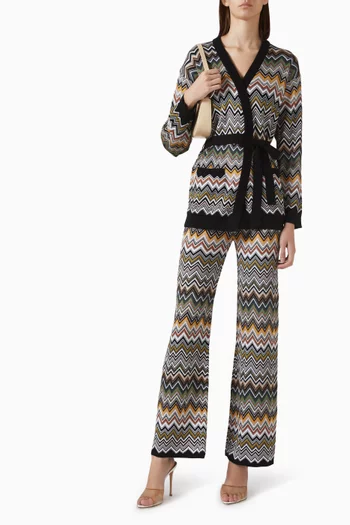 بنطال بنقشة خطوط شيفرون متعرجة مزيج رايون