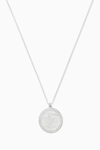 Snake Coin Cactus Necklace in Sterling Silver