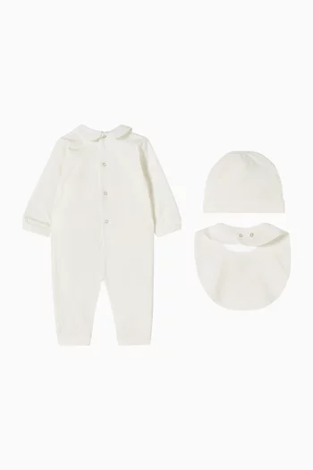 Logo-embroidered Romper Set in Cotton