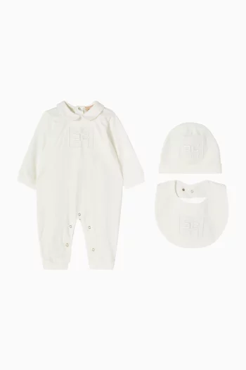 Logo-embroidered Romper Set in Cotton