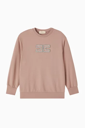 Crystal-embellished Sweatshirt in Cotton