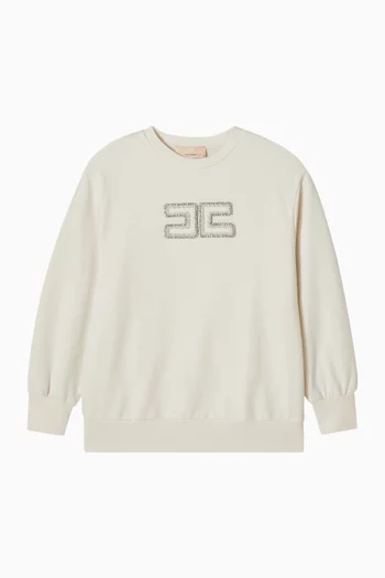 Crystal-embellished Sweatshirt in Cotton