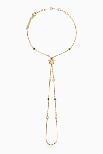 Turathi Emerald Hand Chain Bracelet in 18kt Gold