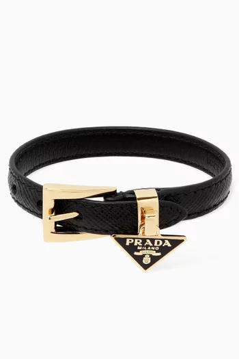 Logo Bracelet in Saffiano Leather
