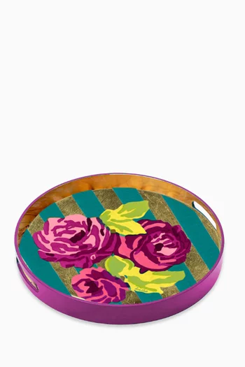 Nizam Striped Lacquered Round Tray, 35 x 35cm