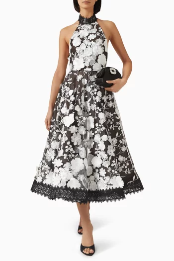 Greta Floral Bouquet Midi Dress
