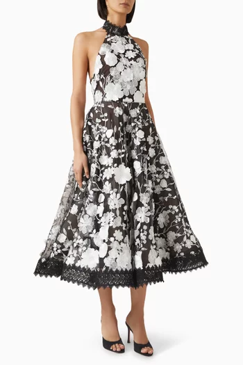 Greta Floral Bouquet Midi Dress