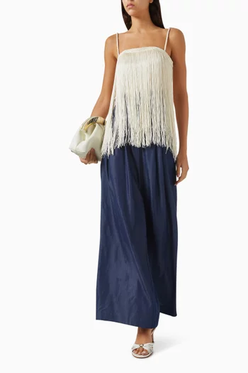 Ilusion Petrea Fringe Top in Linen