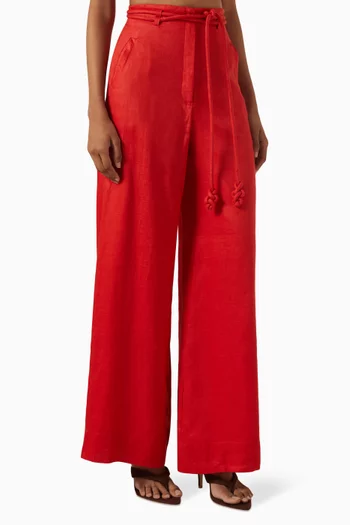 Oda Al Jardin Wide-leg Pants in Linen
