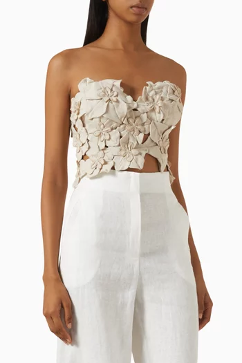Embroidered Crop Top in Linen