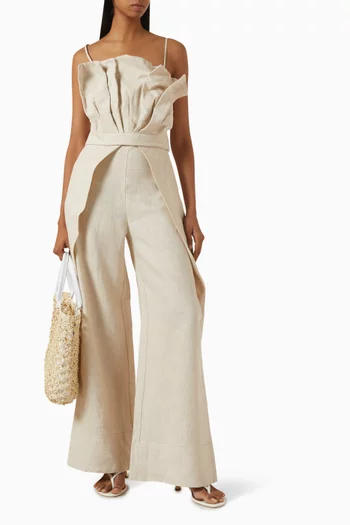 De Estaciones Folded Wide-leg Pants in Linen