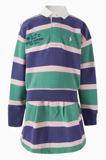 Logo Stripe Polo Sweatshirt in Cotton