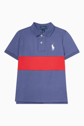 Logo Stripe Polo Shirt in Cotton