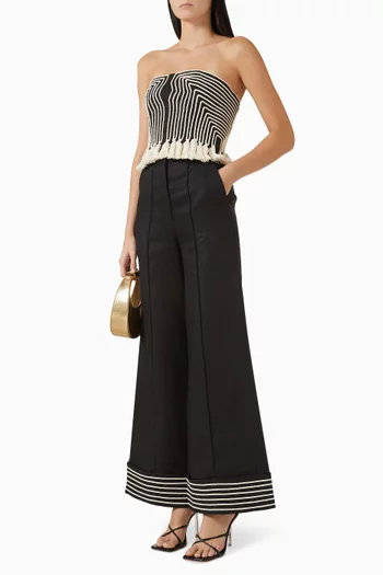 بنطال تو سوتيليزا مطرز كتان