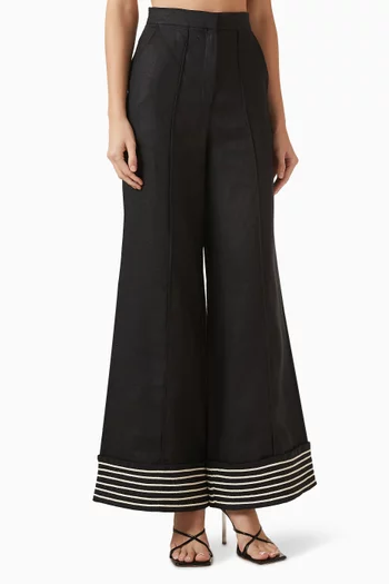 بنطال تو سوتيليزا مطرز كتان