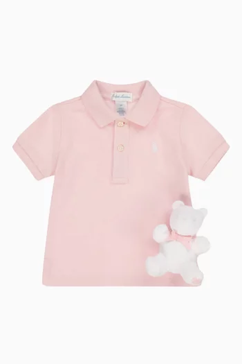 Logo Polo Shirt and Teddy Bear Toy Gift Set
