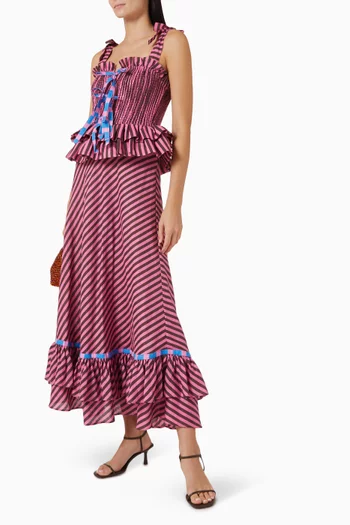 Sofia Striped Dress in Linen Blend