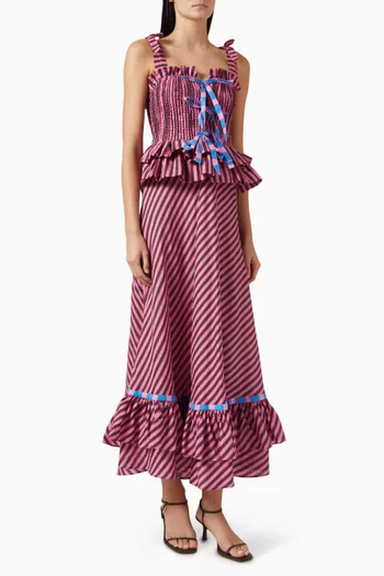 Sofia Striped Dress in Linen Blend
