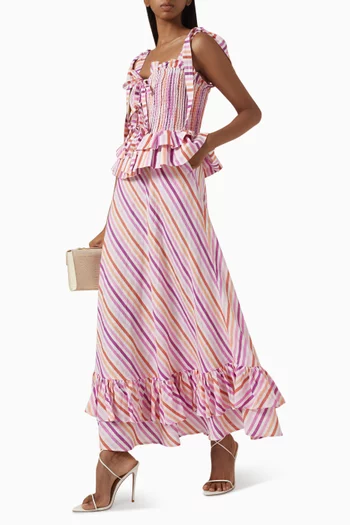 Paula Striped Dress in Linen Blend