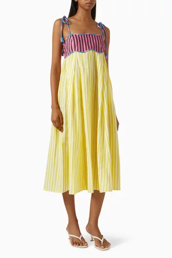 Lola Striped Dress in Linen Blend