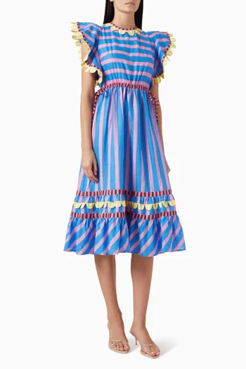 Candela  Scallop-trim Dress in Linen Blend