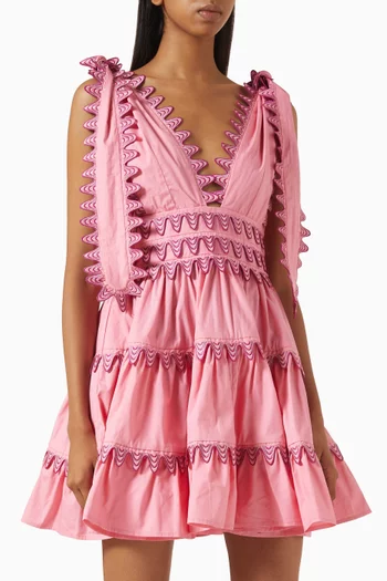 Cheli Embroidered Mini Dress in Cotton