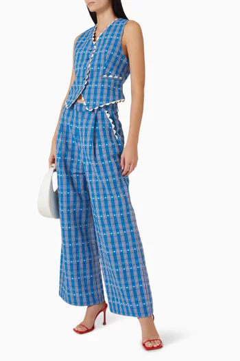 Alicia Plaid Vest in Cotton Blend