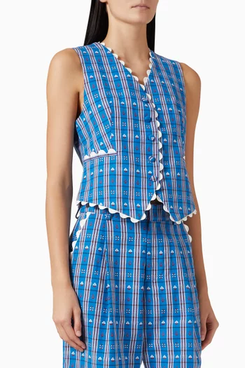 Alicia Plaid Vest in Cotton Blend