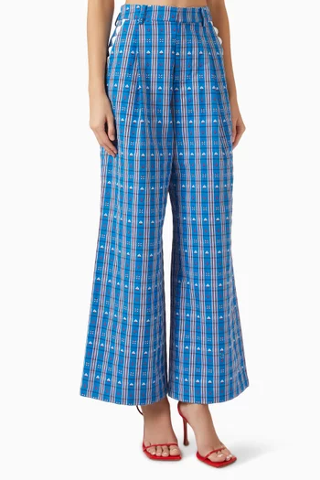 Maria Plaid Pants in Cotton Blend