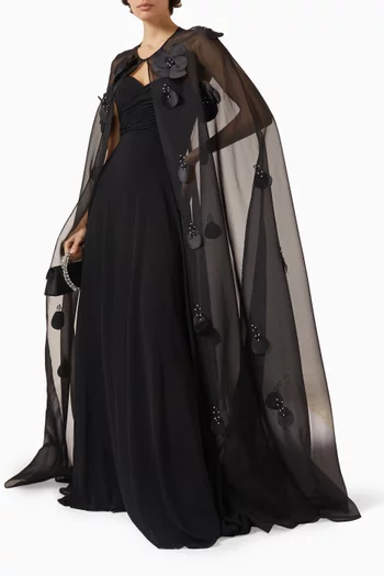 Melane Cape Gown in Chiffon