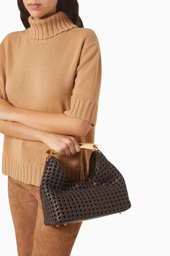 Boomerang Woven Bag in Leather