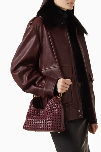 Small Boomerang Woven Bag in Leather