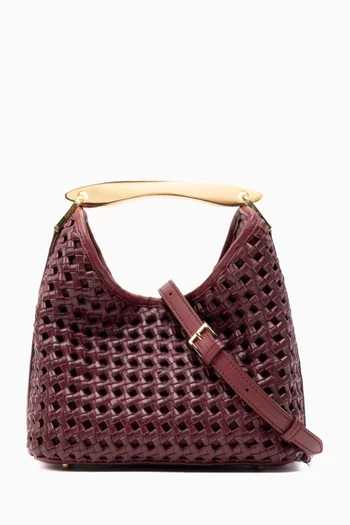 Small Boomerang Woven Bag in Leather