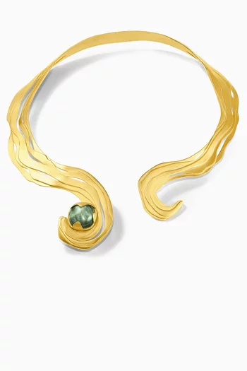 N-SANDSTONE-GOLD-GREEN2 NECKLACES BRASS DIPPED IN 21K GOLD WITH A MATTE FINISH & CUSTOM-MADE RESIN STONES  FASHION JEWELRY:Green    :One Size|218566317