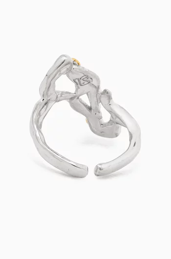 R-GEMINO-MIX RINGS 925 STERLING SILVER DIPPED IN RHODIUM & 21K GOLD  FINE SILVER:Silver:One Size|218566328