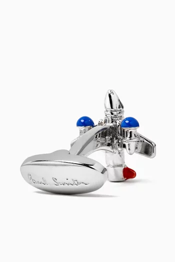 Aeroplane Enamel Cufflinks in Metal