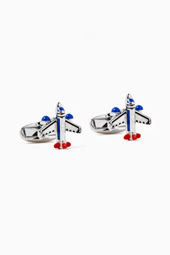 Aeroplane Enamel Cufflinks in Metal