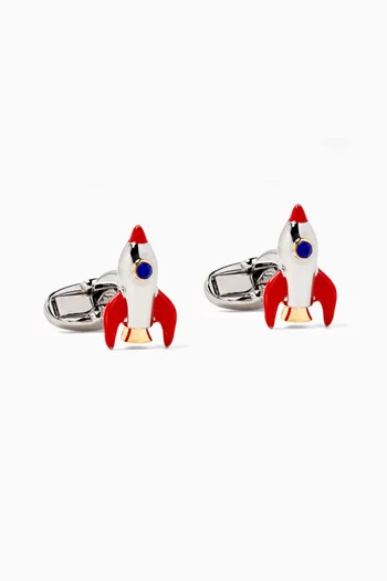 Space Rocket Cufflinks in Metal