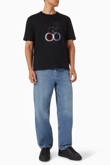 تي شيرت بطبعة راكب دراجة قطن عضوي