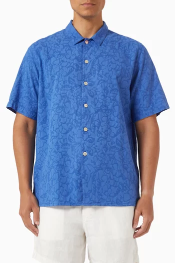Floral Casual-fit Shirt in Cotton Jacquard